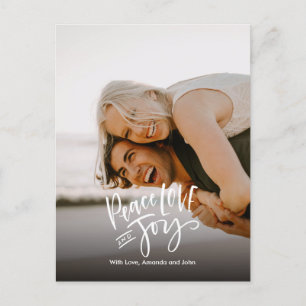 Postal Festiva Paz amor Alegría   Foto completa Letra moderna a m