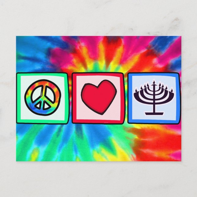Postal Festiva Paz, amor, Hanukkah (Anverso)