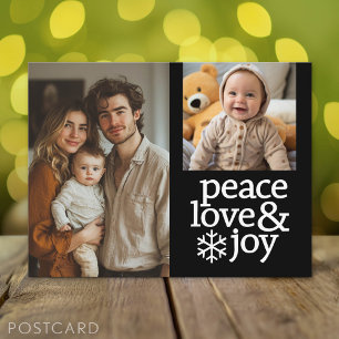 Postal Festiva Paz, amor y alegría - 2 Foto - blanco negro