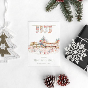 Postal Festiva Paz, amor y luz   Navidades Boho desea