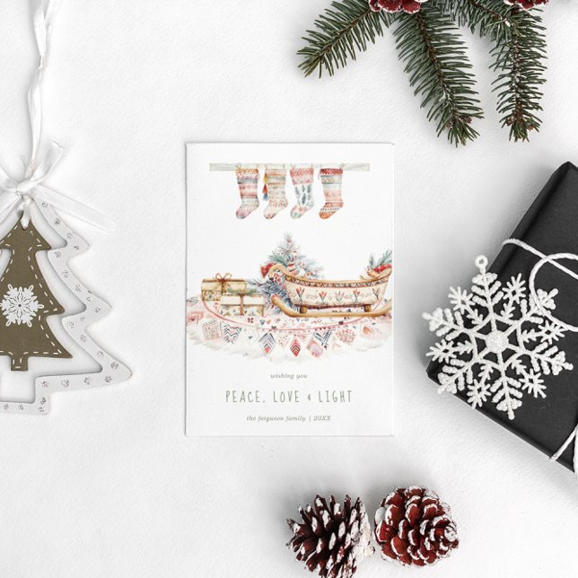 Postal Festiva Paz, amor y luz | Navidades Boho desea (Subido por el creador)