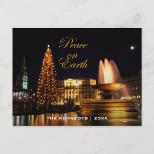 Postal Festiva Paz - cuadrado de Trafalgar en el navidad, Londres