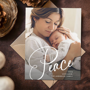 Postal Festiva Paz Elegantes Navidades de guiones y fotografías