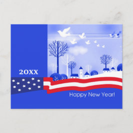 Postal Festiva Paz en la Tierra. Año Nuevo Patriótico Año persona