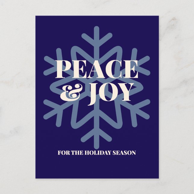 Postal Festiva Peace and Joy for the Holiday Season Typography (Anverso)