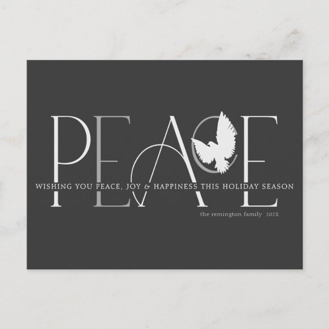 Postal Festiva Peace Dove Love Joy Black Holiday Postcard (Anverso)