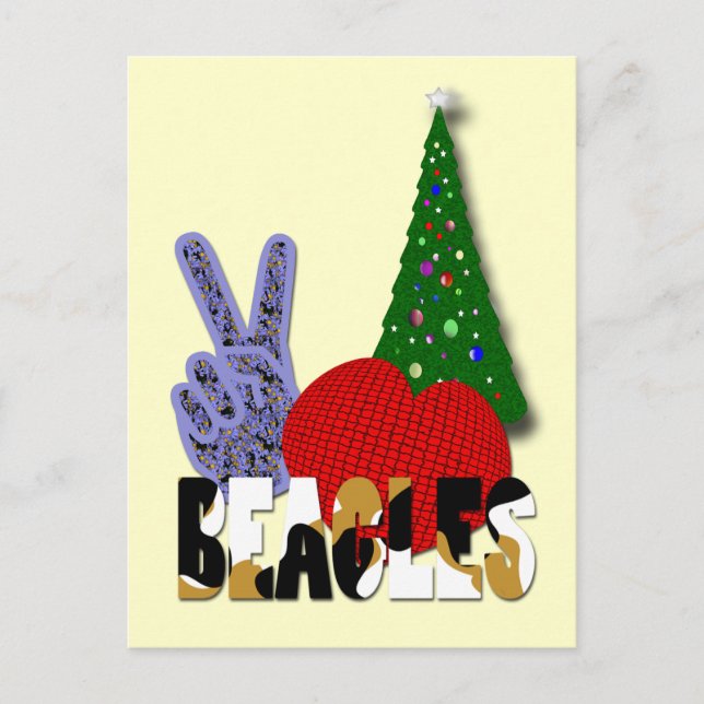 Postal Festiva Peace Love Beagles (Anverso)