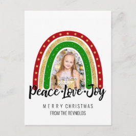 Postal Festiva Peace Love Joy Merry Christmas Rainbow Photo