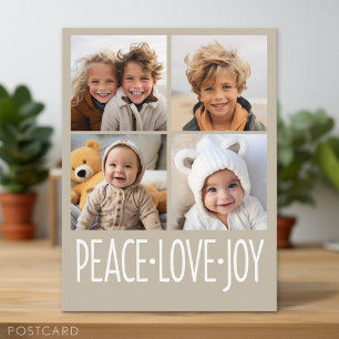 Postal Festiva Peace Love Joy Taupe - 4 Collages de fotos