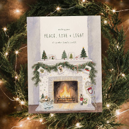 Postal Festiva Peace, Love & Light | Christmas Fireplace Photo