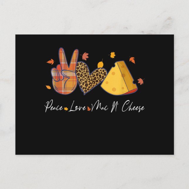 Postal Festiva Peace Love Mac N Cheese Halloween Acción de Gracia (Anverso)