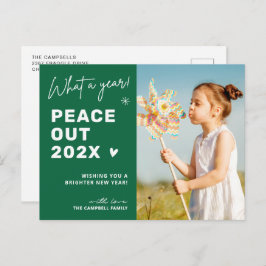 Postal Festiva Peace Out 2022 Modern Typography Script Photo