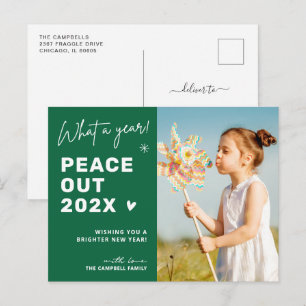 Postal Festiva Peace Out 2022 Modern Typography Script Photo