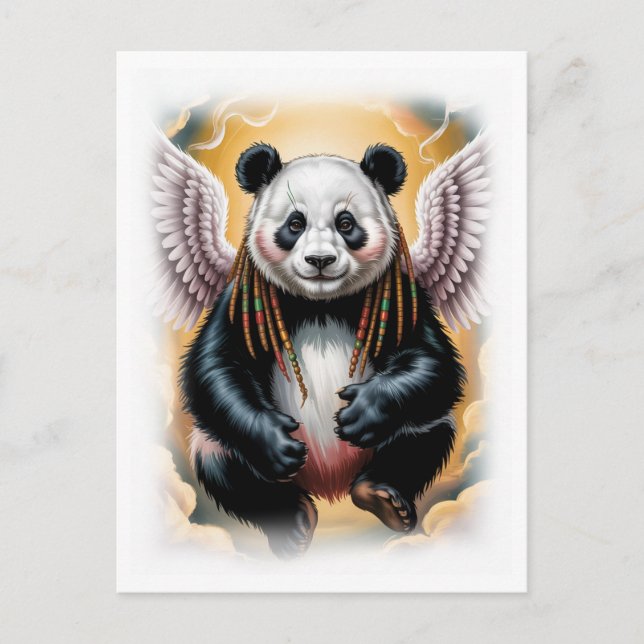 Postal Festiva Peaceful Angel Panda on a White (Anverso)