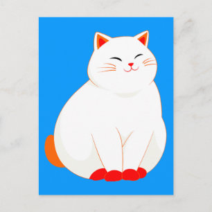 Postal Festiva Peaches, el Gato Sonriente