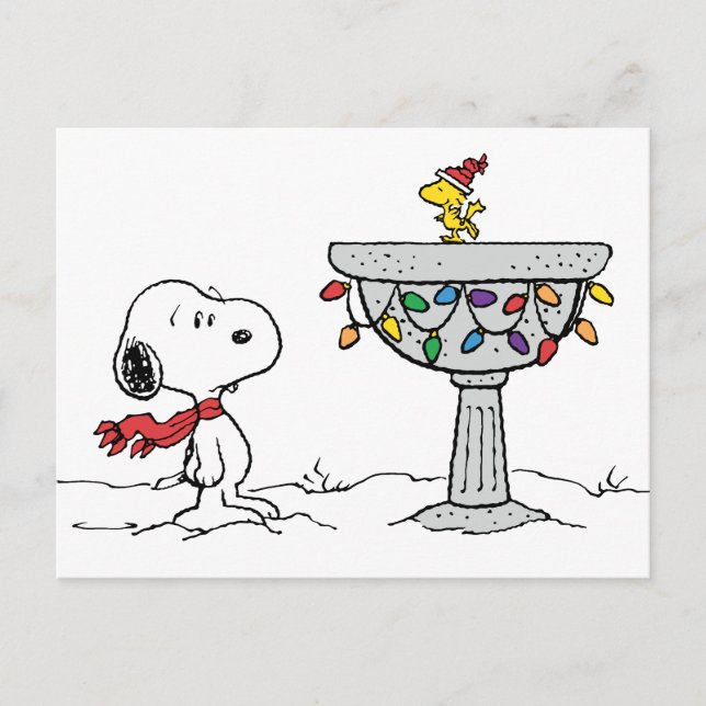Postal Festiva Peanuts | Snoopy y Woodstock Bañera Congelada para (Anverso)