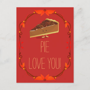 Postal Festiva Pecan Pie I Love You Valentine Holiday Postcard
