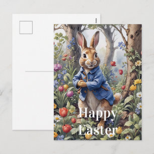 Postal Festiva Pedro Conejo de Pascua Feliz Pascua