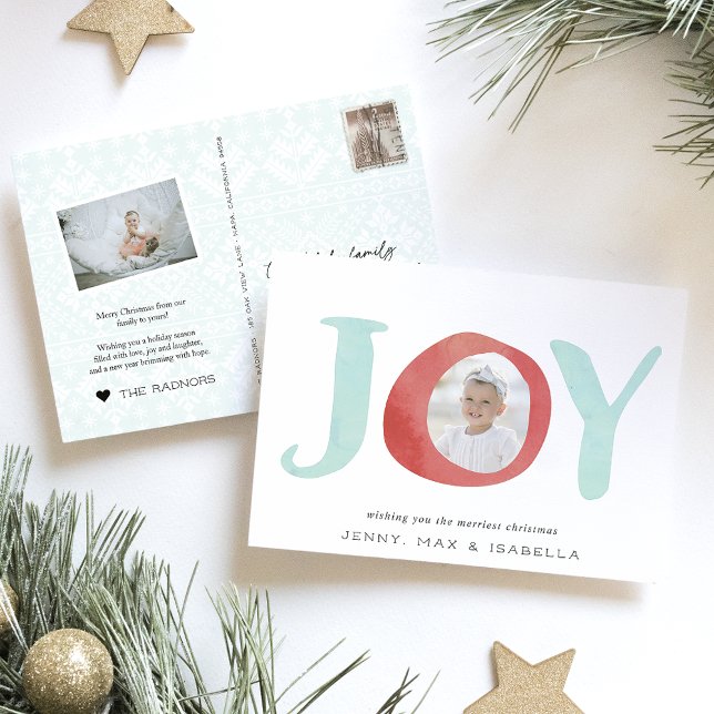 Postal Festiva Peekaboo Joy | Navidades de fotos de Cute Watercol (Subido por el creador)