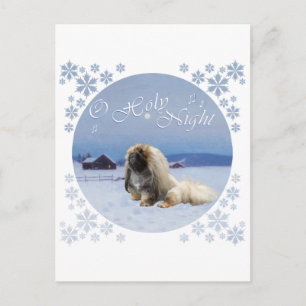 Postal Festiva Pekingese Oh Noche Santa