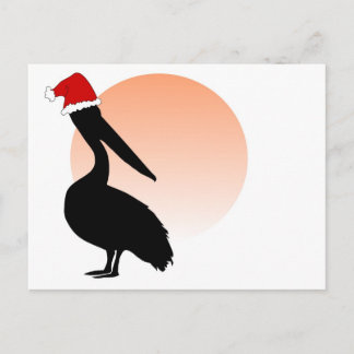 Postal Festiva Pelícano del gorra de Santa