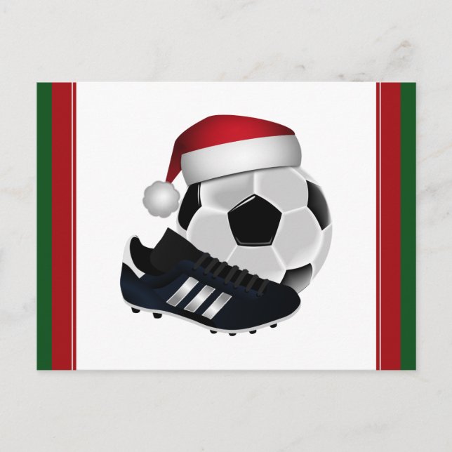 Postal Festiva Pelota de fútbol y zapato para navidades (Anverso)