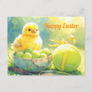 Postal Festiva Pelota de tenis para vacaciones de Pascua en cásca