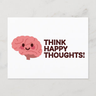 Postal Festiva Pensar en pensamientos felices - Diseño cerebral s