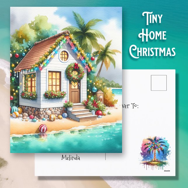 Postal Festiva Pequeña casa en la playa Navideña festiva (Subido por el creador)
