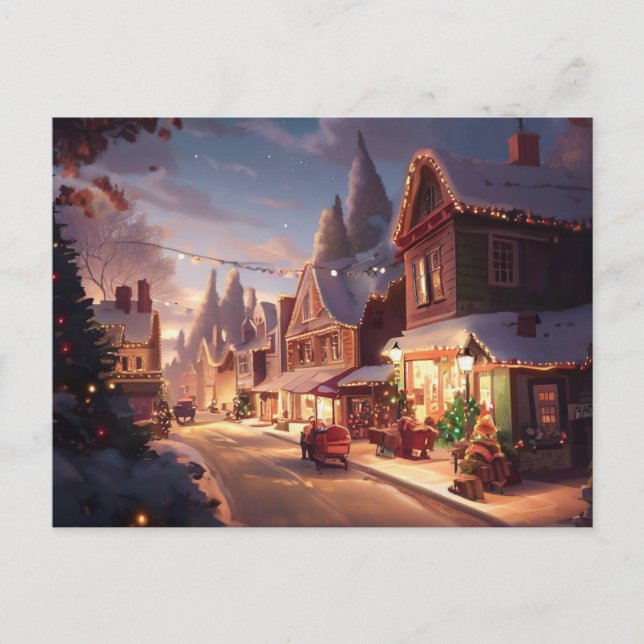 Postal Festiva Pequeña ciudad 5 navidades (Anverso)