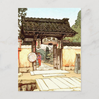 Postal Festiva Pequeña puerta del templo Hiroshi Yoshida shin han