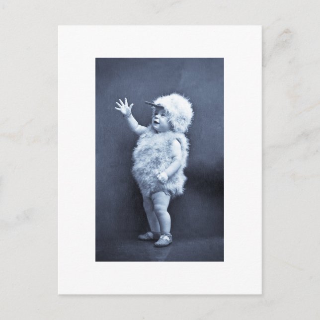 Postal Festiva Pequeño Chica de pato de Pascua (Anverso)