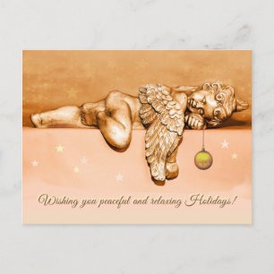 Postal Festiva Pequeño y durmiente ángel de vacaciones