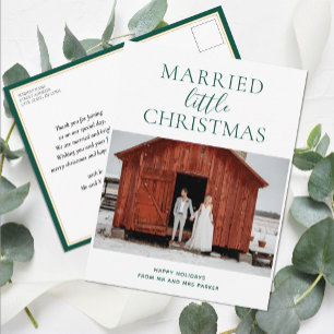 Postal Festiva Pequeños Navidades casados Guión verde foto modern