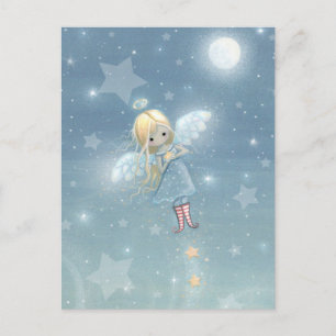 Postal Festiva Pequeños Navidades Star Angel Postcard