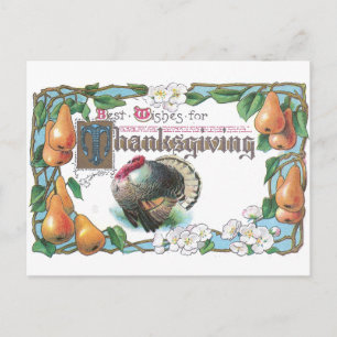 Postal Festiva Peras y pavo Art Nouveau
