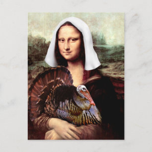 Postal Festiva Peregrino de Acción de Gracias a la Mona Lisa con 