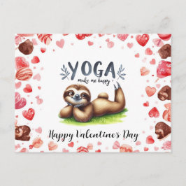 Postal Festiva Perezoso en clase de yoga el día de San Valentín