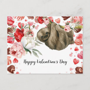 Postal Festiva Perezoso en el Día de San Valentín