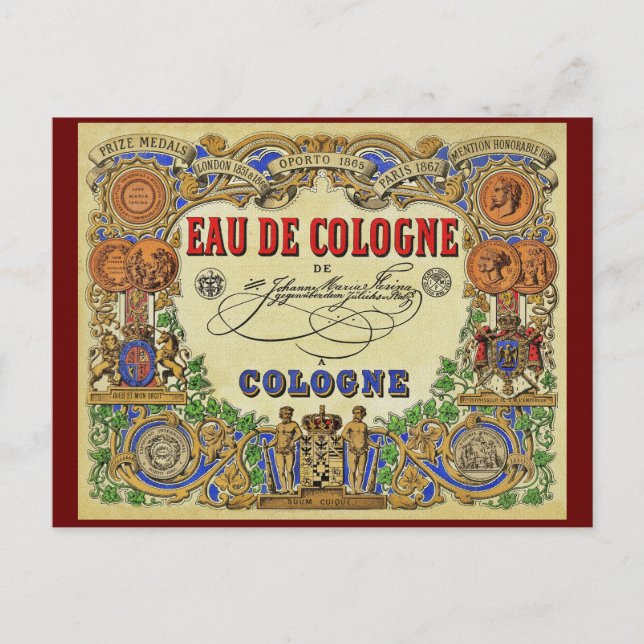 Postal Festiva Perfume romántico parisino 1868 (Anverso)