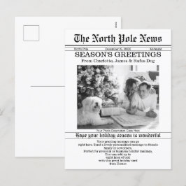 Postal Festiva Periódico de Navidades de noticias del Polo Norte 