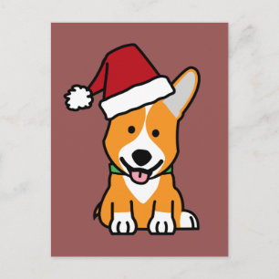 Postal Festiva Perrito de Corgi Navidades de Pembroke