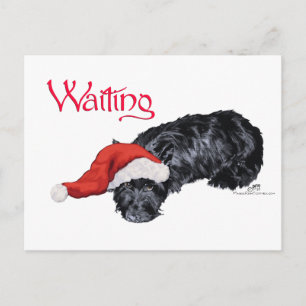 Postal Festiva Perrito Scottie Pequeño Esperando a Santa