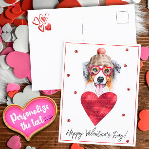 Postal Festiva Perro Amante Valentine Regalo Pastor Australiano