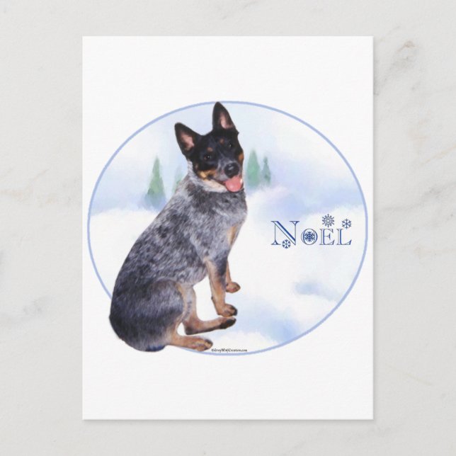 Postal Festiva Perro Boyero Australiano Noel (Anverso)