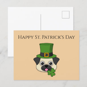 Postal Festiva Perro con Gorra y Shamrock St Patrick's   Personal
