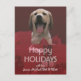 Postal Festiva Perro con regalos de vacaciones