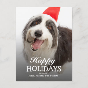 Postal Festiva Perro con sombrero Santa