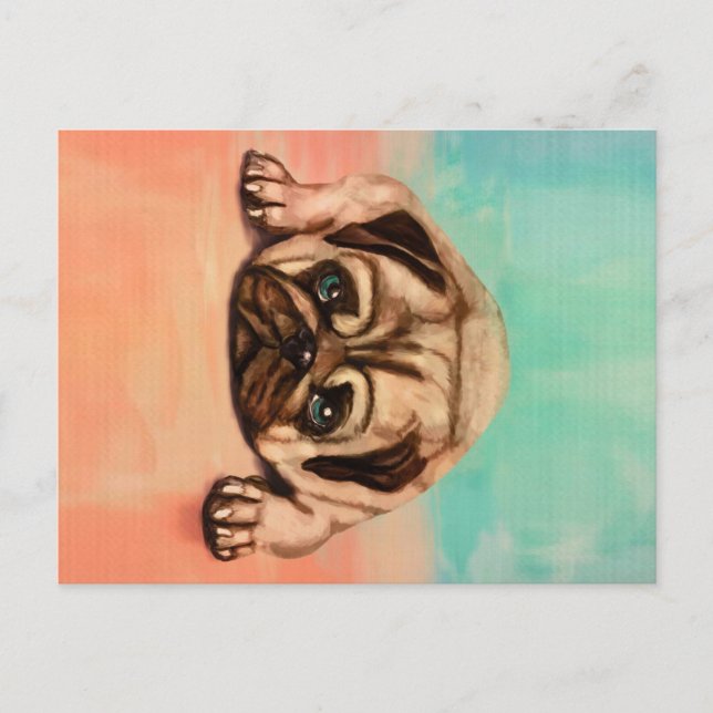 Postal Festiva Perro Cute Pug | Cute Pug Lover (Anverso)