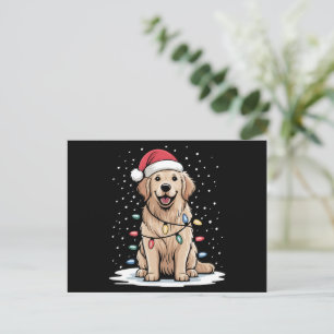 Postal Festiva Perro de aguas de San Juan Luces de árbol de Navid